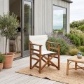 Queen Megapap folding director's armchair by beech in walnut with ecru cloth 61x57x86cm.