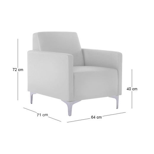 Πολυθρόνα STYLE από τεχνόδερμα Pu σε χρώμα λευκό 64x71x72εκ.