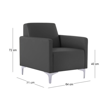 Πολυθρόνα STYLE με τεχνόδερμα Pu σε χρώμα μαύρο 64x71x72εκ.