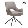 Alessia Megapap fabric swivel dining armchair in elephant grey color with black metal legs 58x66x85cm.
