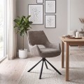 Alessia Megapap fabric swivel dining armchair in elephant grey color with black metal legs 58x66x85cm.