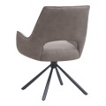 Alessia Megapap fabric swivel dining armchair in elephant grey color with black metal legs 58x66x85cm.