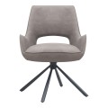 Alessia Megapap fabric swivel dining armchair in elephant grey color with black metal legs 58x66x85cm.