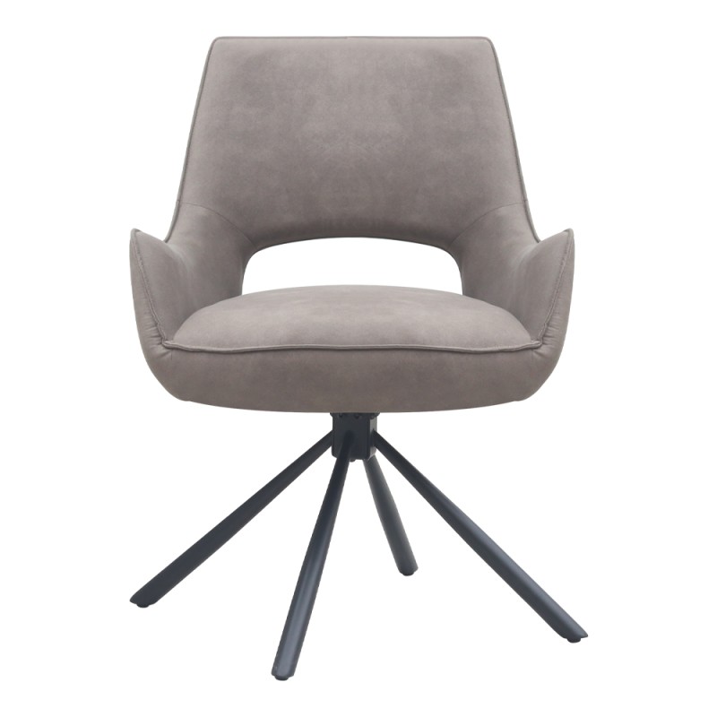 Alessia Megapap fabric swivel dining armchair in elephant grey color with black metal legs 58x66x85cm.