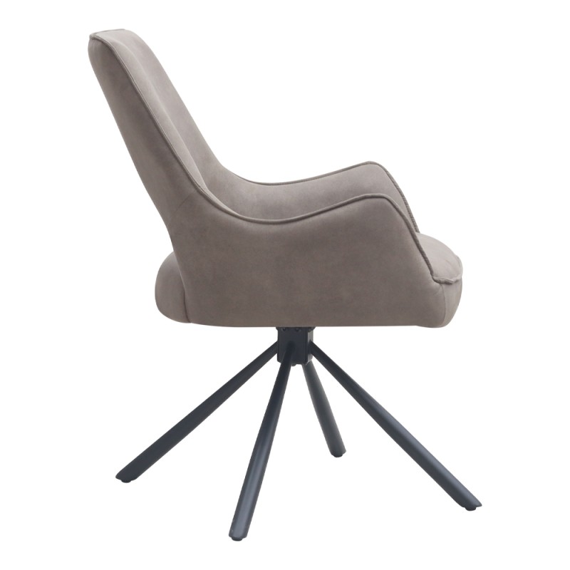 Alessia Megapap fabric swivel dining armchair in elephant grey color with black metal legs 58x66x85cm.