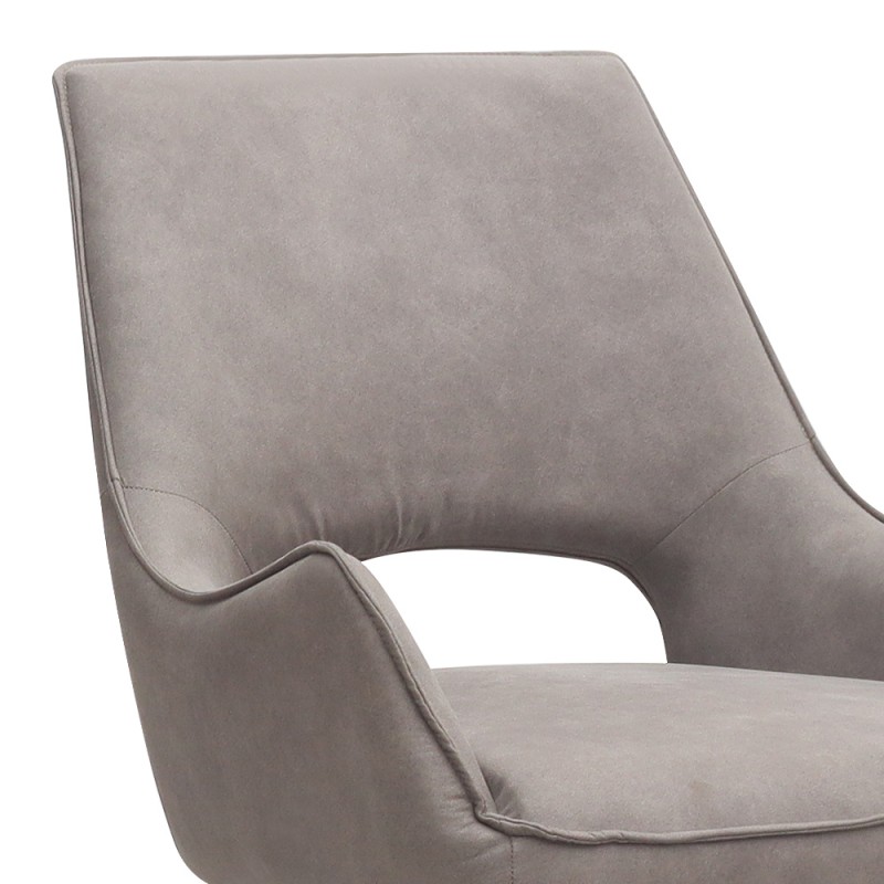 Alessia Megapap fabric swivel dining armchair in elephant grey color with black metal legs 58x66x85cm.