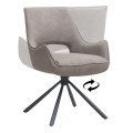 Alessia Megapap fabric swivel dining armchair in elephant grey color with black metal legs 58x66x85cm.