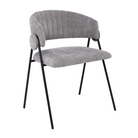 ALFREDO Armchair Black Metal, Grey Fabric