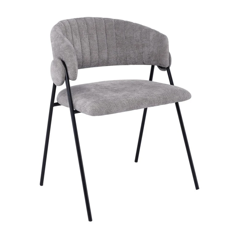 ALFREDO Armchair Black Metal, Grey Fabric