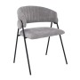 ALFREDO Armchair Black Metal, Grey Fabric