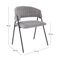 ALFREDO Armchair Black Metal, Grey Fabric