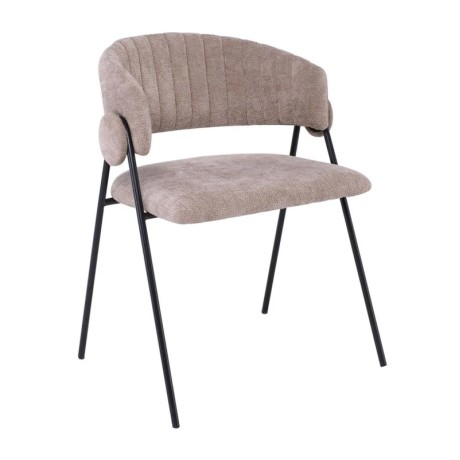 ALFREDO Armchair Black Metal, Beige-Brown Fabric