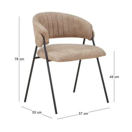 ALFREDO Armchair Black Metal, Beige Suede Fabric