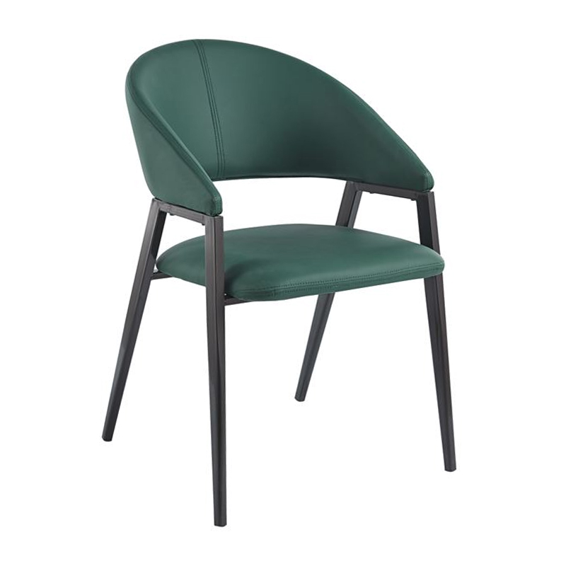 DELI Armchair Metal Black Paint/Pu Forest Green