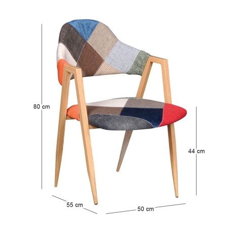 DELTA Natural Metal Armchair, Patchwork fabric