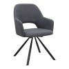 Gabriel Megapap fabric dining armchair in grey color with black metal leg 58x60x85cm.