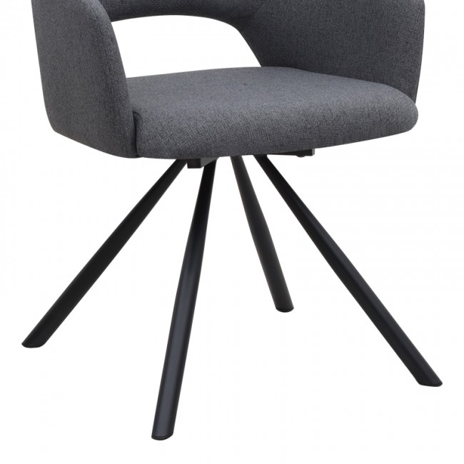 Gabriel Megapap fabric dining armchair in grey color with black metal leg 58x60x85cm.