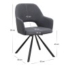 Gabriel Megapap fabric dining armchair in grey color with black metal leg 58x60x85cm.