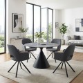 Gabriel Megapap fabric dining armchair in grey color with black metal leg 58x60x85cm.