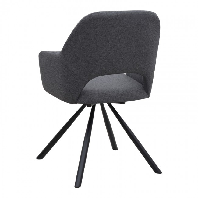 Gabriel Megapap fabric dining armchair in grey color with black metal leg 58x60x85cm.