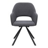 Gabriel Megapap fabric dining armchair in grey color with black metal leg 58x60x85cm.