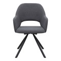 Gabriel Megapap fabric dining armchair in grey color with black metal leg 58x60x85cm.