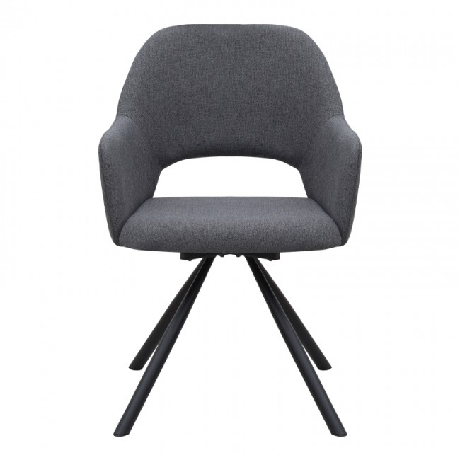 Gabriel Megapap fabric dining armchair in grey color with black metal leg 58x60x85cm.
