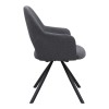 Gabriel Megapap fabric dining armchair in grey color with black metal leg 58x60x85cm.