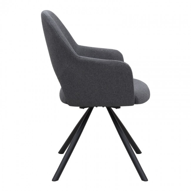 Gabriel Megapap fabric dining armchair in grey color with black metal leg 58x60x85cm.