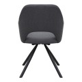 Gabriel Megapap fabric dining armchair in grey color with black metal leg 58x60x85cm.