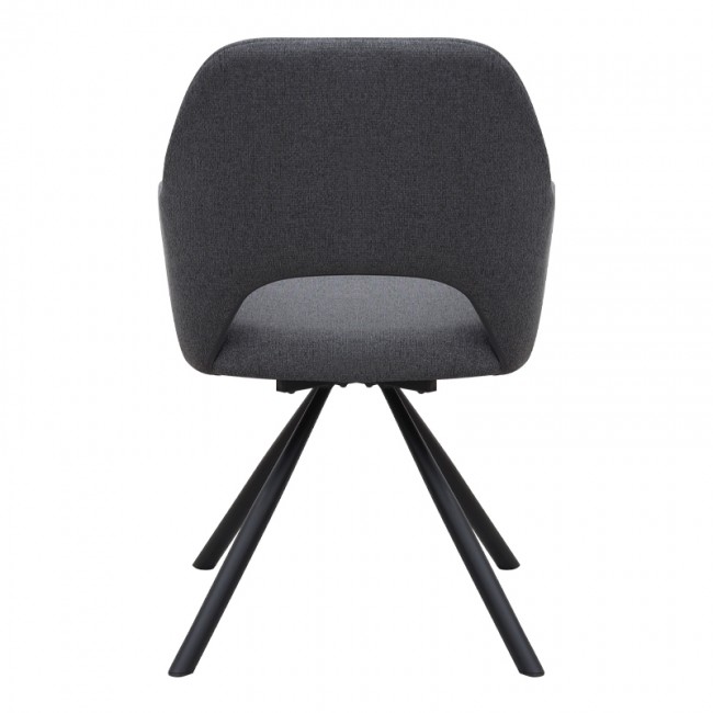 Gabriel Megapap fabric dining armchair in grey color with black metal leg 58x60x85cm.