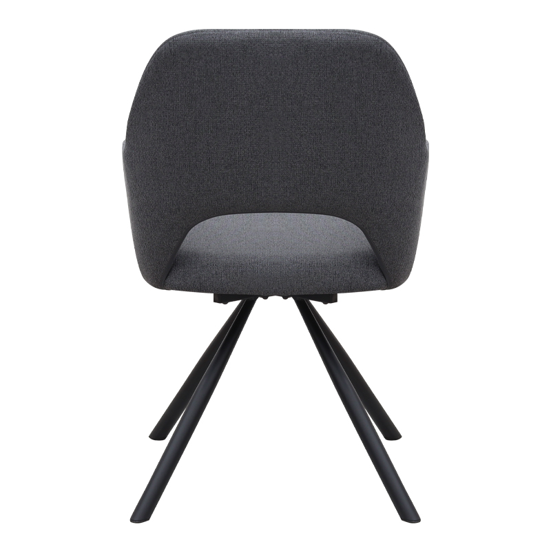 Gabriel Megapap fabric dining armchair in grey color with black metal leg 58x60x85cm.