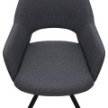 Gabriel Megapap fabric dining armchair in grey color with black metal leg 58x60x85cm.