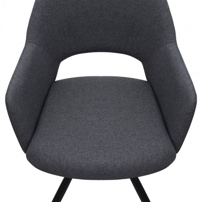 Gabriel Megapap fabric dining armchair in grey color with black metal leg 58x60x85cm.