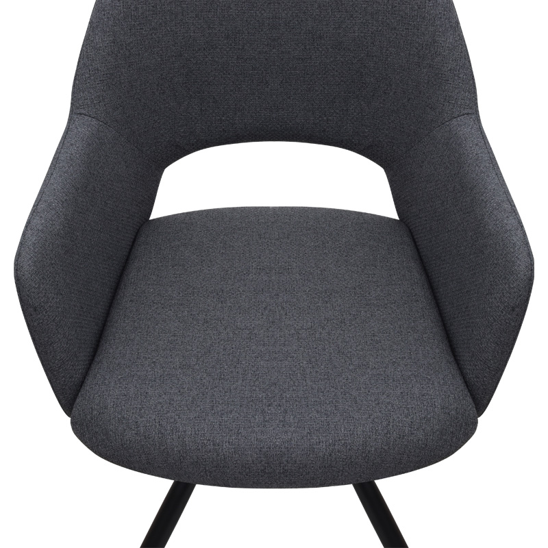 Gabriel Megapap fabric dining armchair in grey color with black metal leg 58x60x85cm.