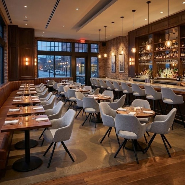 Gabriel Megapap fabric dining armchair in beige color with black metal leg 58x60x85cm.