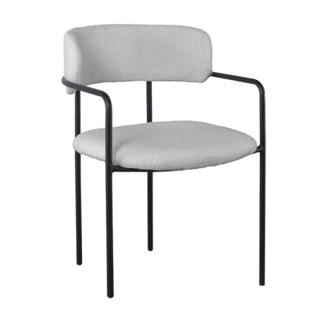 GILLAN Armchair Metal Black/Teddy Fabric Grey