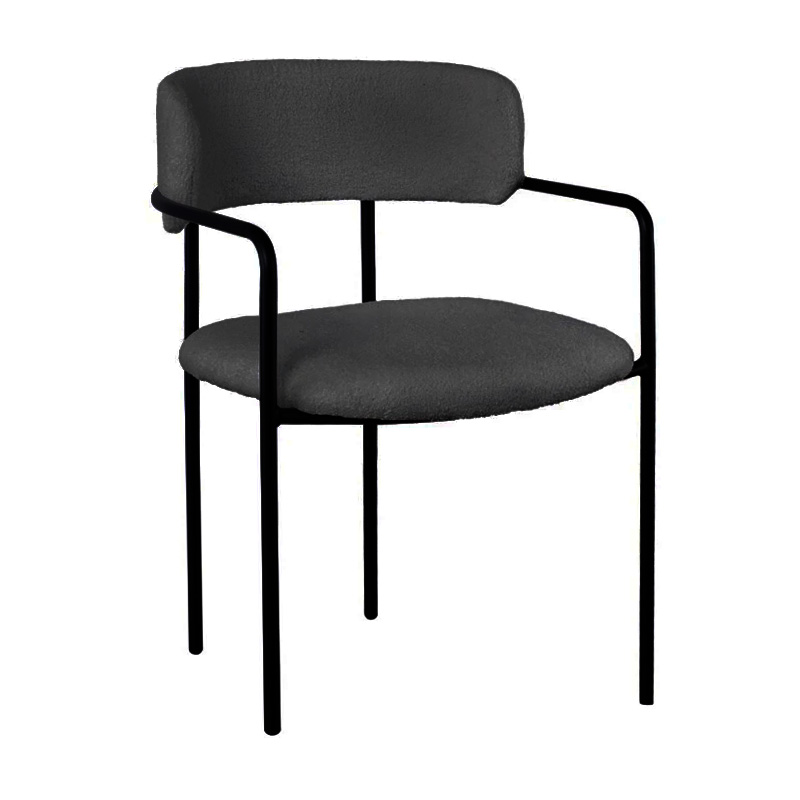 GILLAN Armchair Metal Black/Teddy Fabric Black