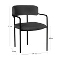 GILLAN Armchair Metal Black/Teddy Fabric Black