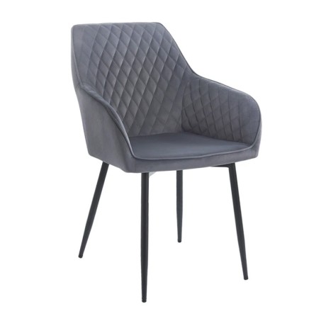 LILA Armchair Metal Black/Fabric Velure Grey