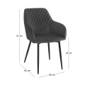 LILA Armchair Metal Black/Fabric Velure Black
