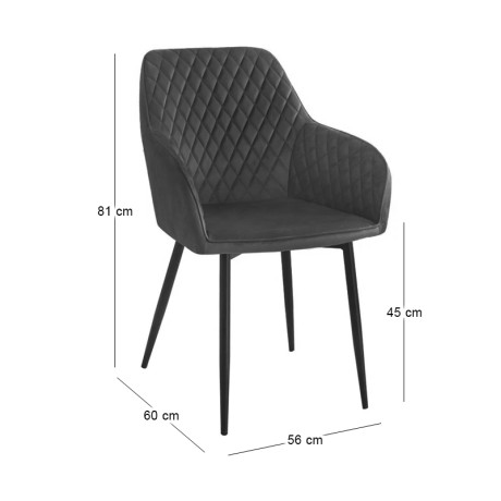 LILA Armchair Metal Black/Fabric Velure Black
