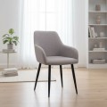 Monica Megapap fabric dining armchair in beige color with black metal leg 54x57x84cm.