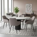 Monica Megapap fabric dining armchair in beige color with black metal leg 54x57x84cm.