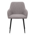 Monica Megapap fabric dining armchair in beige color with black metal leg 54x57x84cm.