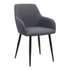 Monica Megapap fabric dining armchair in grey color with black metal leg 54x57x84cm.