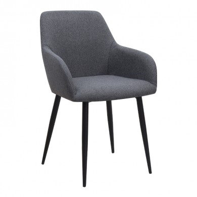 Monica Megapap fabric dining armchair in grey color with black metal leg 54x57x84cm.
