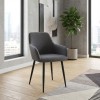Monica Megapap fabric dining armchair in grey color with black metal leg 54x57x84cm.
