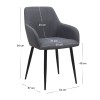 Monica Megapap fabric dining armchair in grey color with black metal leg 54x57x84cm.