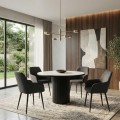 Monica Megapap fabric dining armchair in grey color with black metal leg 54x57x84cm.